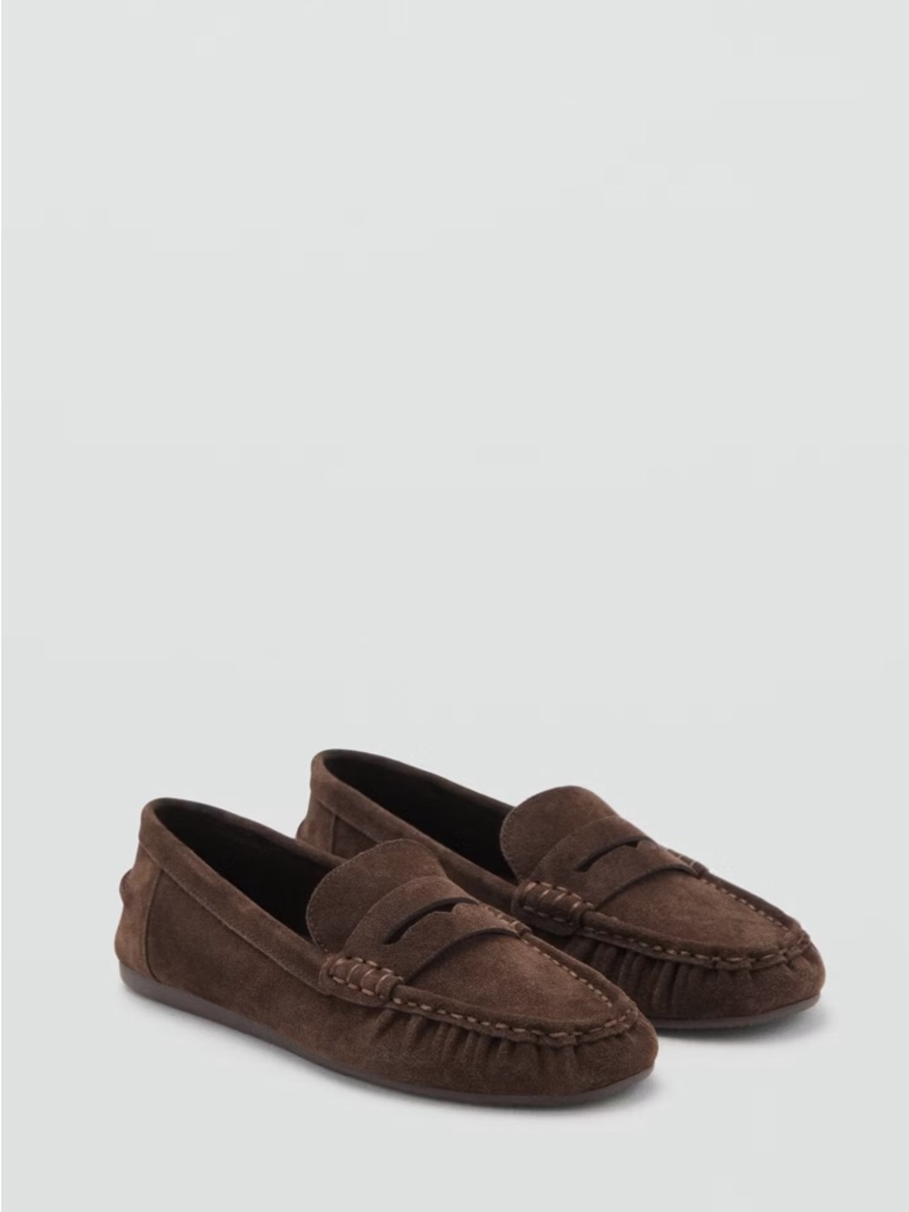 Mango Brown Suede Penny Loafers